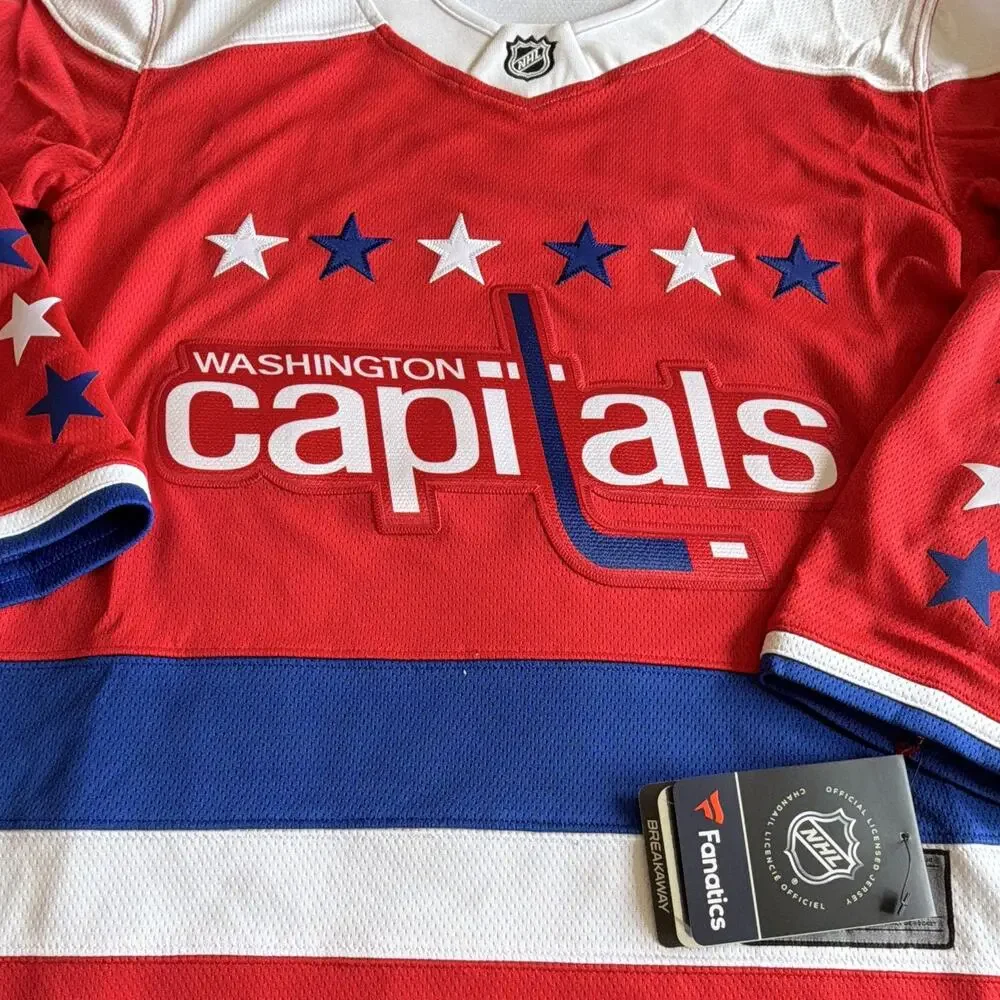 Fanatics Washington Capitals NHL Youth Hockey Jersey L/XL Red White Blue